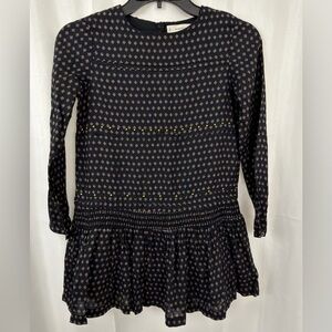 Mango Kids Charming Dark Navy Blue Ling Sleeve Lined Dress 9-10 years Like New !
